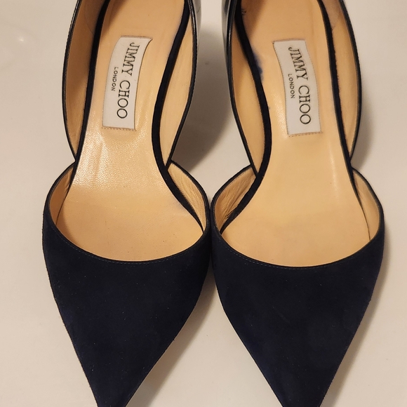 Jimmy Choo Shoes - Jimmy Choo Navy Blue  Heels with d'Orsay Elegance